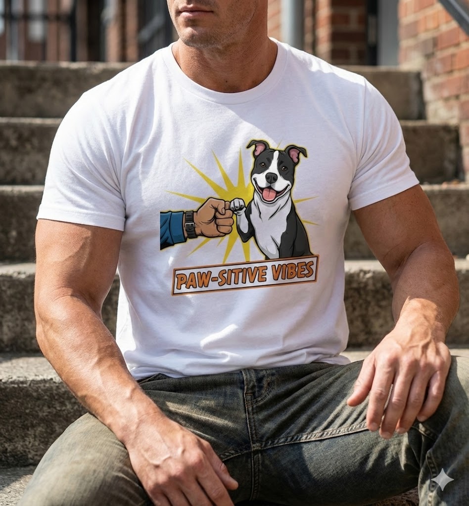 Paw-sitive Vibes Dog Lover T-Shirt – Cute Fist Bump Graphic Tee for Pet Owners & Dog Moms & Dads