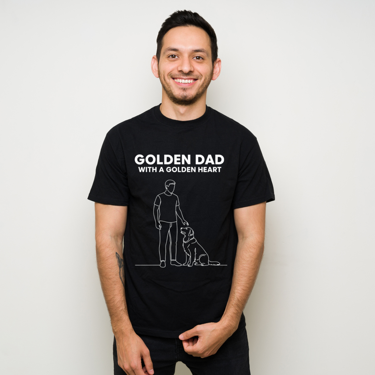 Golden Dad with a Golden Heart T-Shirt | Golden Retriever Dog Dad Tee | Pet Lover Gift for Men