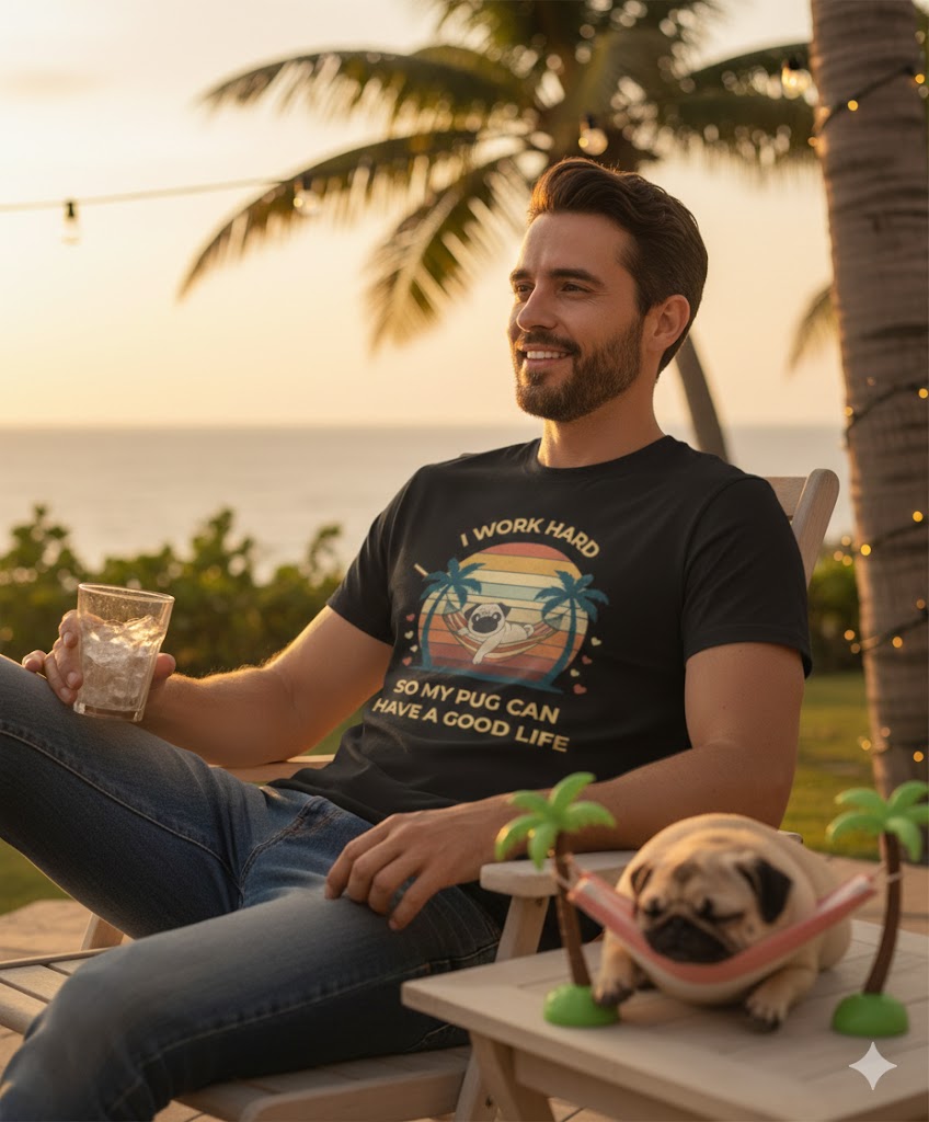 I Work Hard So My Pug Can Have a Good Life T-Shirt | Funny Pug Lover Tee | Dog Parent Gift | Pug Mom & Pug Dad Shirt