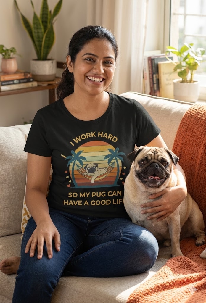 I Work Hard So My Pug Can Have a Good Life T-Shirt | Funny Pug Lover Tee | Dog Parent Gift | Pug Mom Shirt