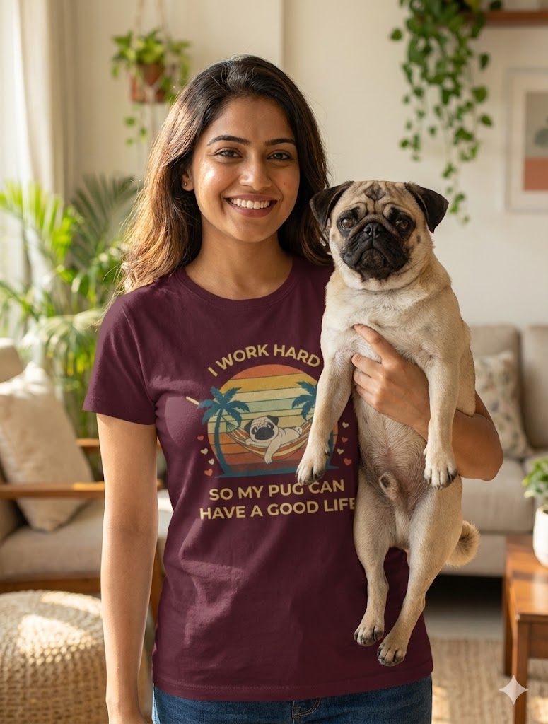 I Work Hard So My Pug Can Have a Good Life T-Shirt | Funny Pug Lover Tee | Dog Parent Gift | Pug Mom Shirt