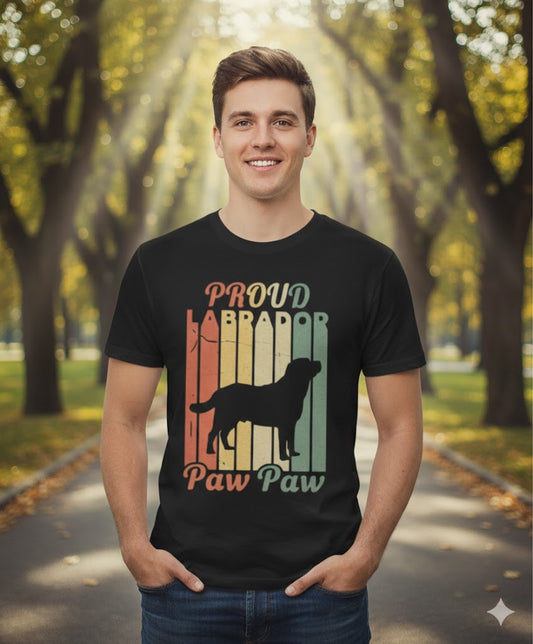 Proud Labrador Paw Paw T-Shirt | Vintage Dog Papa Tee for Lab Lovers