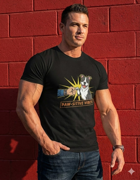 Paw-sitive Vibes Dog Lover T-Shirt – Cute Fist Bump Graphic Tee for Pet Owners & Dog Moms & Dads