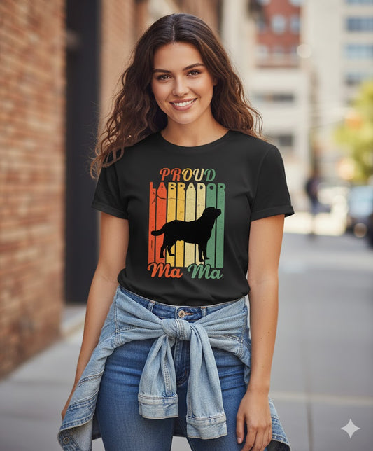 Proud Labrador Mama T-Shirt | Vintage Lab Mom Tee for Dog Lovers