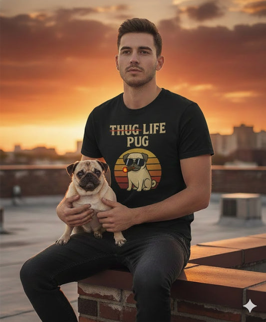 Thug Life Pug T-Shirt for Dog Lovers | Funny Pug Graphic Tee